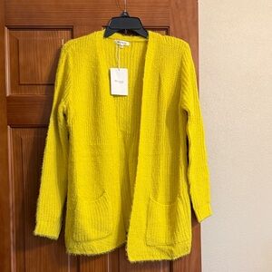 Miracle Sunny Yellow Open-Front Knit Cardigan brand new size M/L